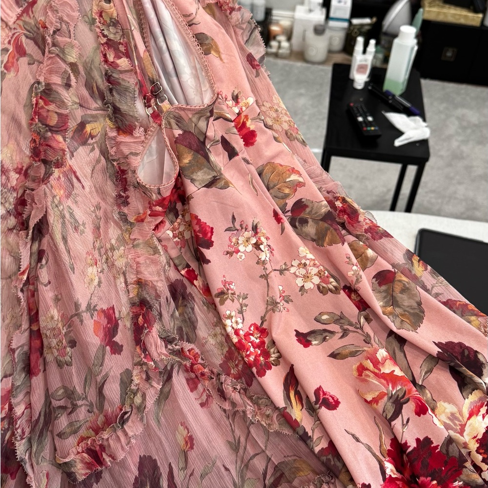 Pink Floral Ruffled   Dress - Picture 9 of 14